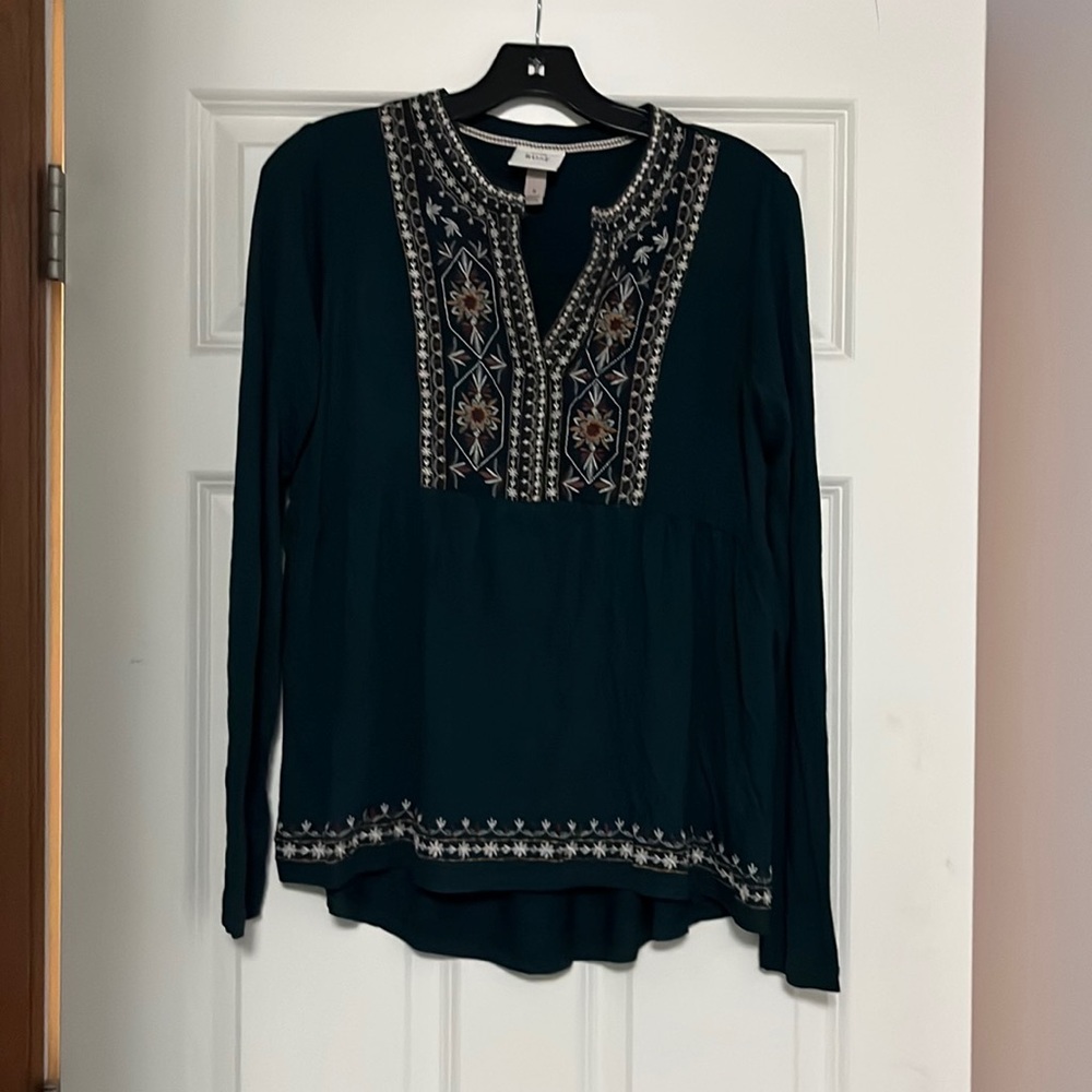 Green peasant top